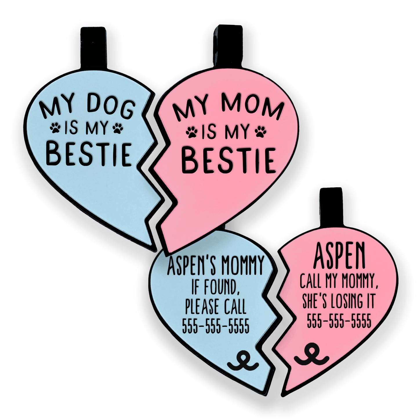 "My Dog Is My Bestie" BFF Heart Silicone ID Tags - Besties
