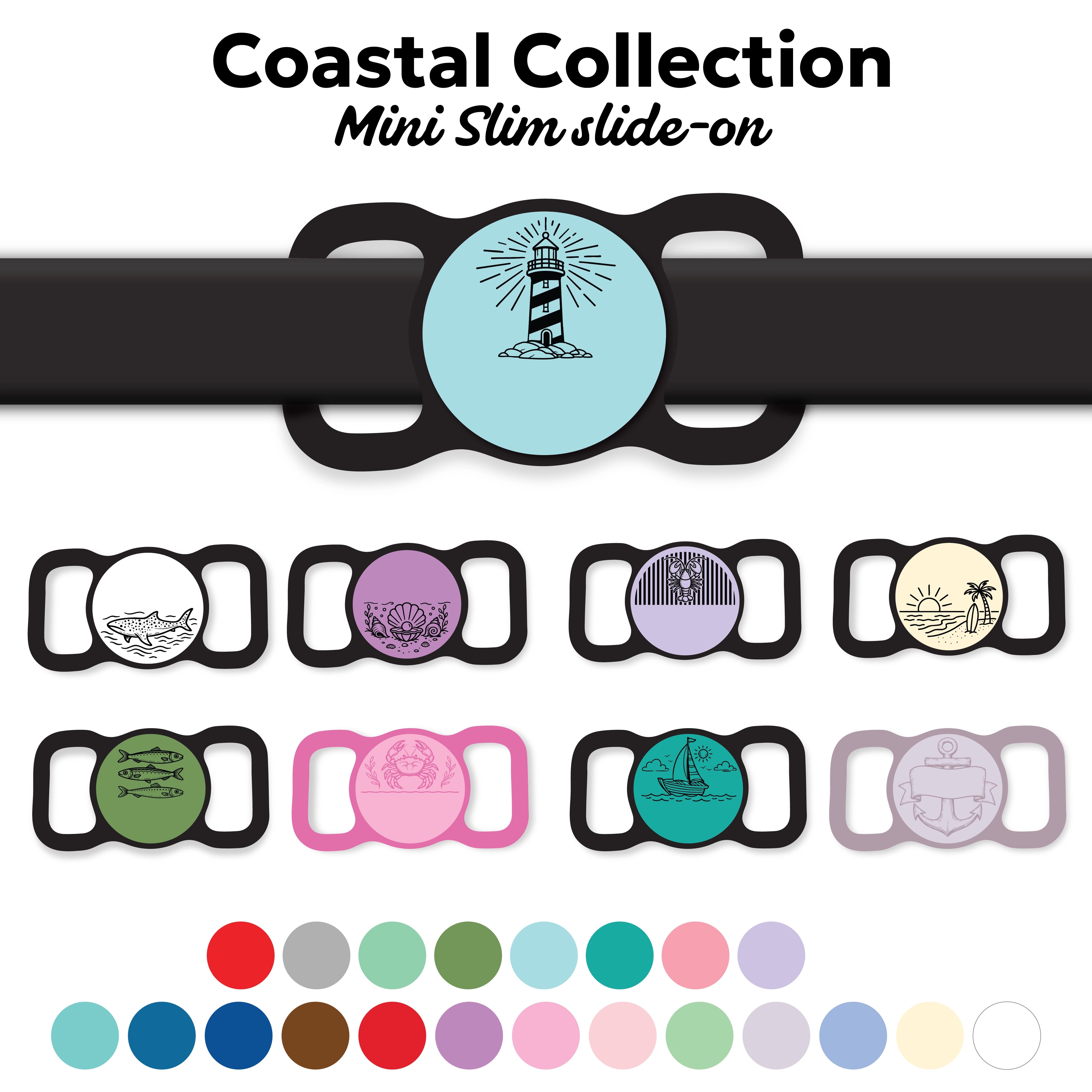 アイドル [MINYYUNY] Precious Lettering PET Color Mini Slim Coastal Slide-On Dog ID Tag | Jingle-Free Silicone