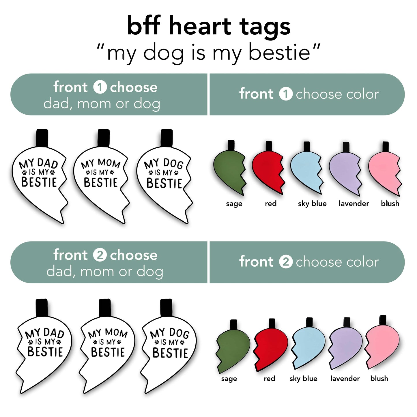 "My Dog Is My Bestie" BFF Heart Silicone ID Tags - Besties