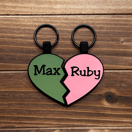 BFF Heart Silicone ID Tags With Name