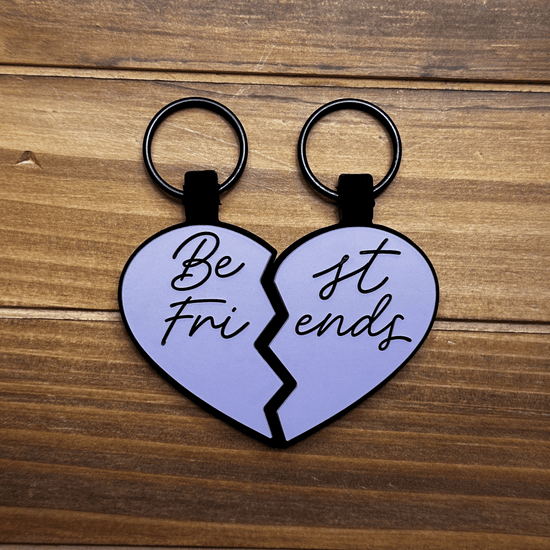 Besties Friends Cursive BFF Heart Silicone ID Tags