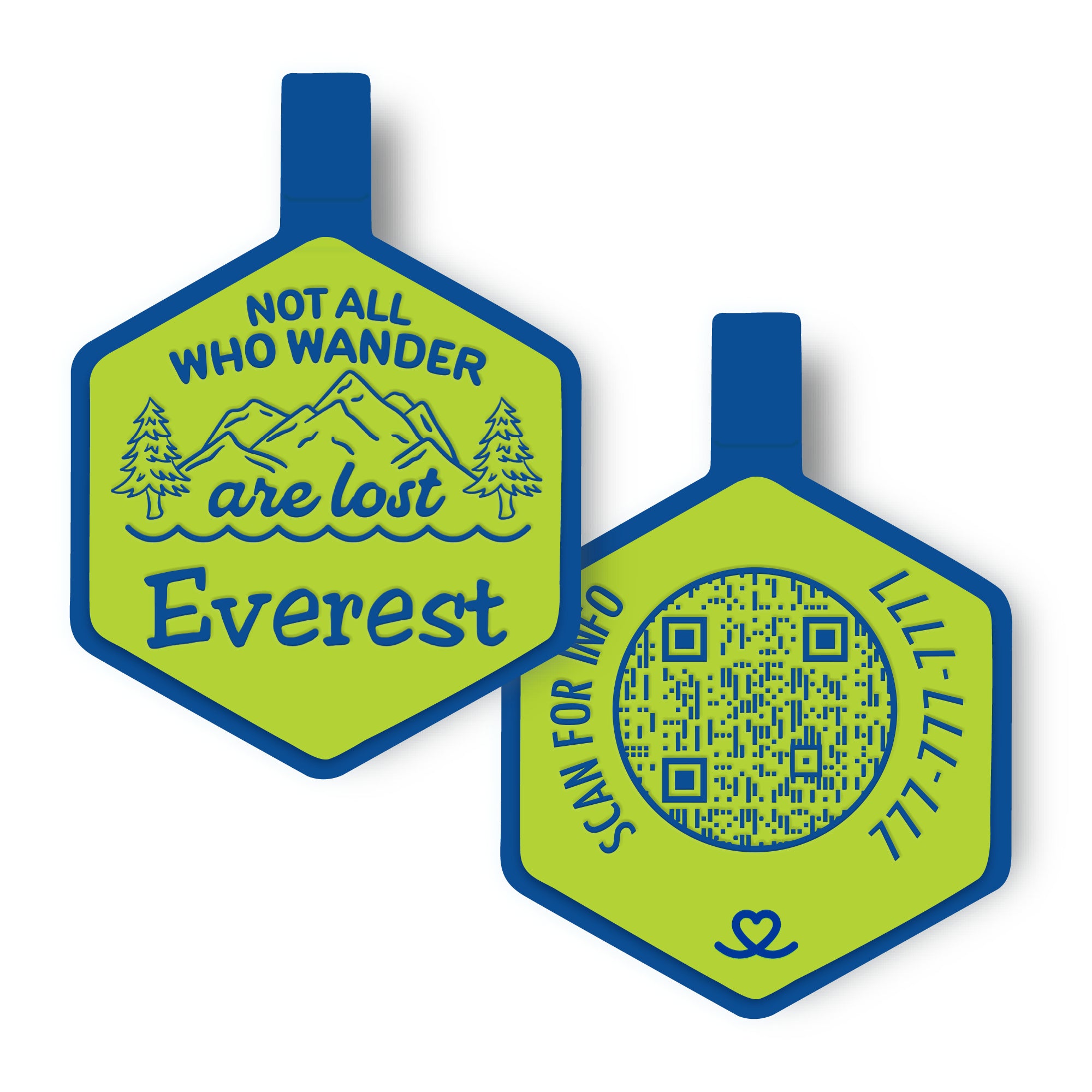 QR Code Not All Who Wander Silicone Dog ID Tag | Free Pet Profile | Besties