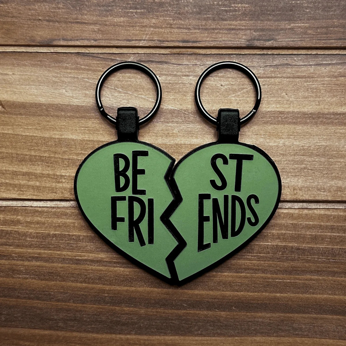 Best Friends Set pet ID tags in color sage green.