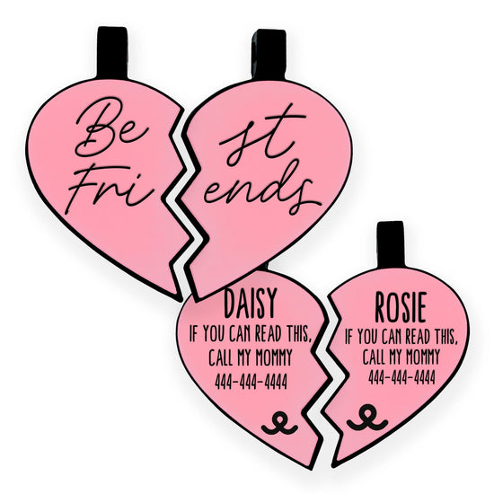 Besties Friends Cursive BFF Heart Silicone ID Tags