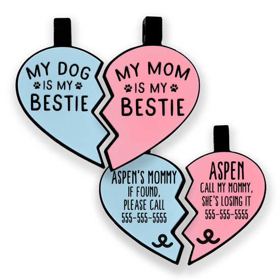 "My Dog Is My Bestie" BFF Heart Silicone ID Tags