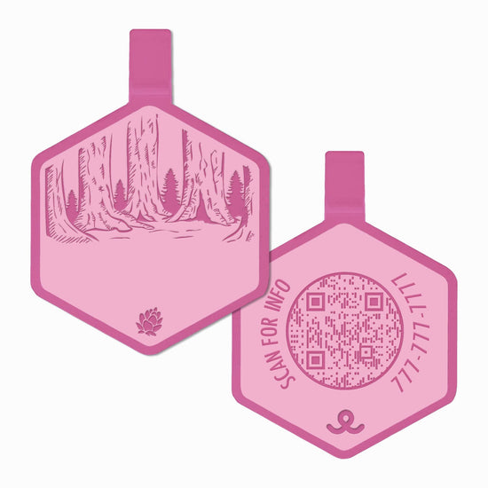 QR Code Redwood forest Silicone ID Tag