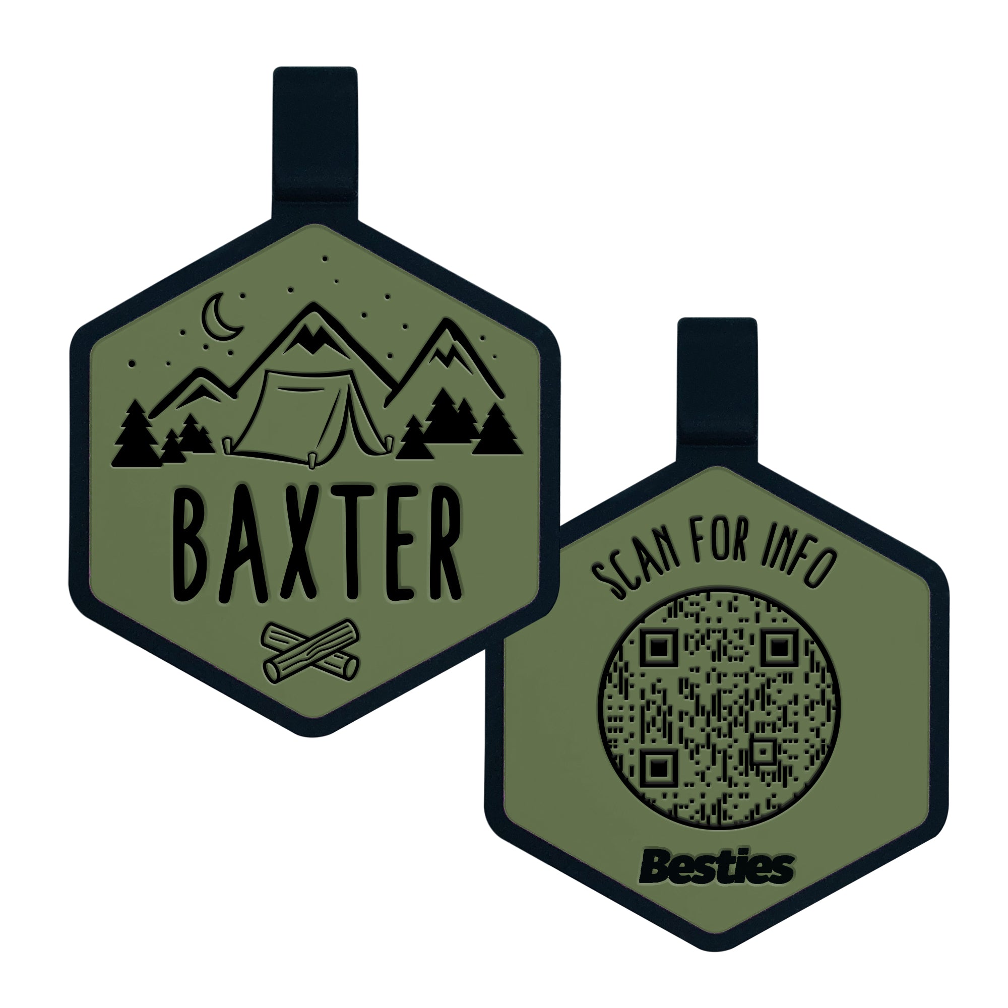 QR Code Customized Jingle-Free Silicone Dog ID Tag | Besties