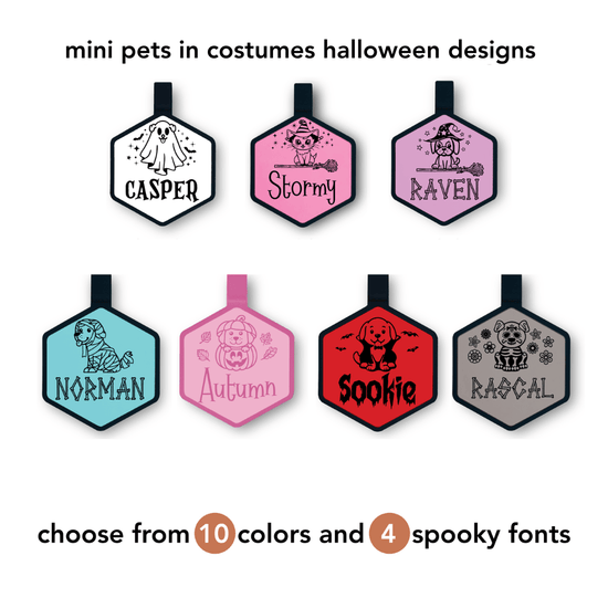 Mini Pets In Costumes Halloween ID Tags