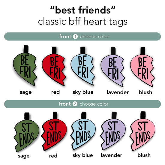 Besties Friends Classic BFF Heart Silicone ID Tags