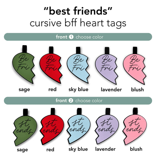 Besties Friends Cursive BFF Heart Silicone ID Tags