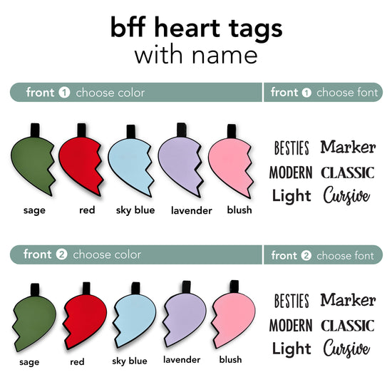 BFF Heart Silicone ID Tags With Name