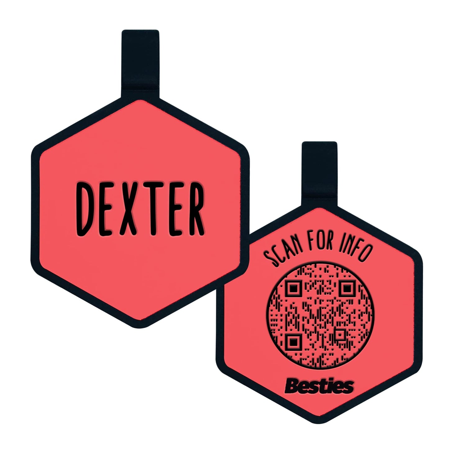 QR Code Coral Red Silicone ID Tag
