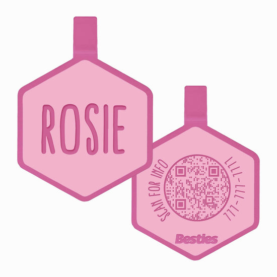 Load image into Gallery viewer, QR Code Flamingo Pink Silicone ID Tag
