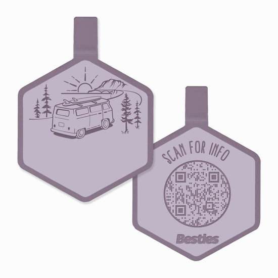 Load image into Gallery viewer, QR Code Road Trippin’ Silicone ID Tag
