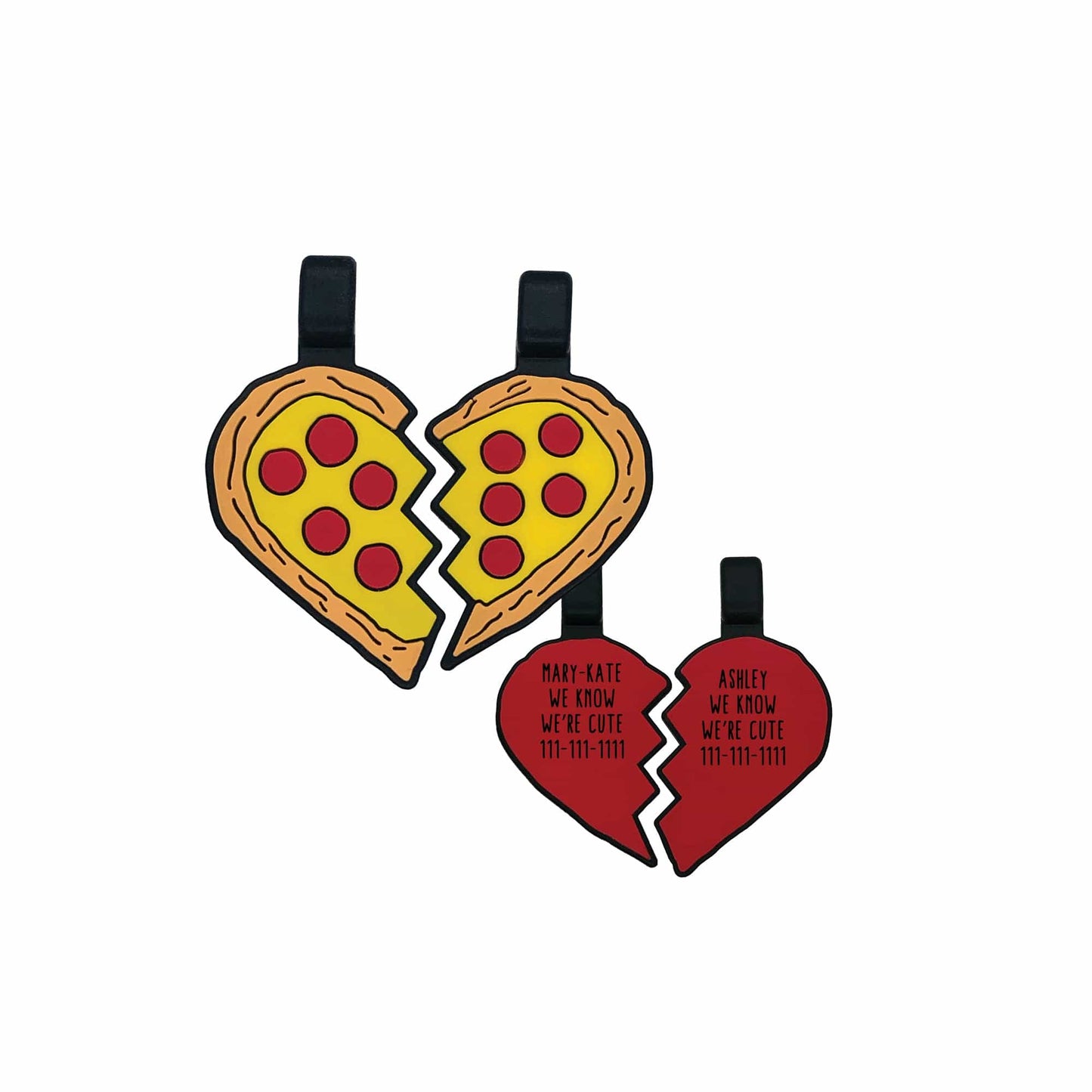 Mini Pizza Your Heart BFF Silicone ID Tag Set