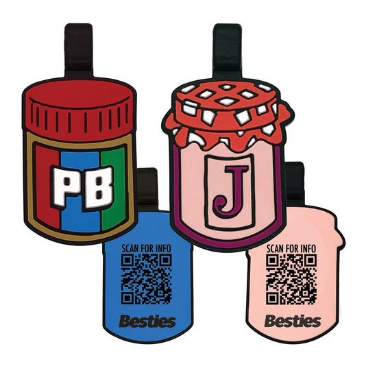 Load image into Gallery viewer, QR Code PB&amp;amp;J BFF Silicone ID Tag Set
