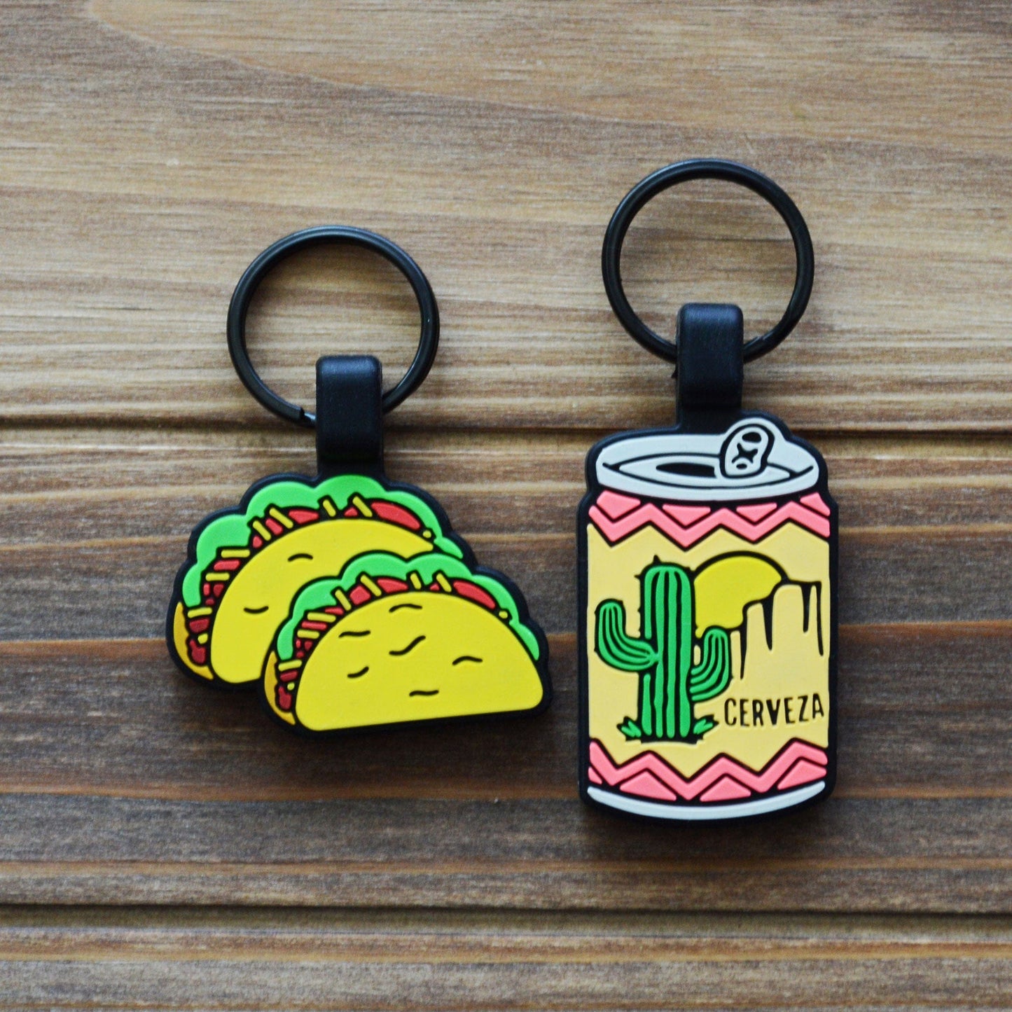 Load image into Gallery viewer, QR Code Tacos and Beer BFF Silicone ID Tag Set
