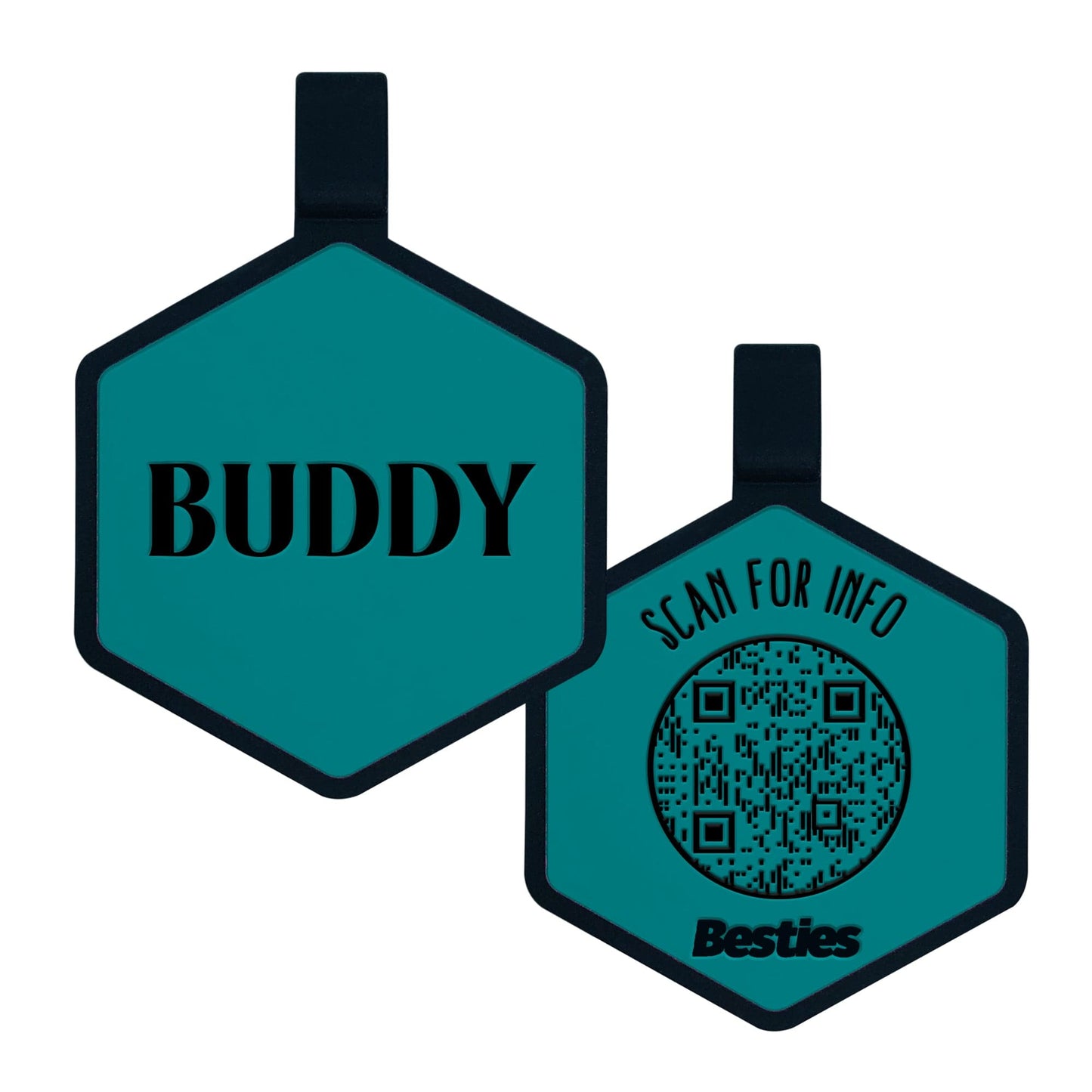 QR Code Turquoise Silicone ID Tag