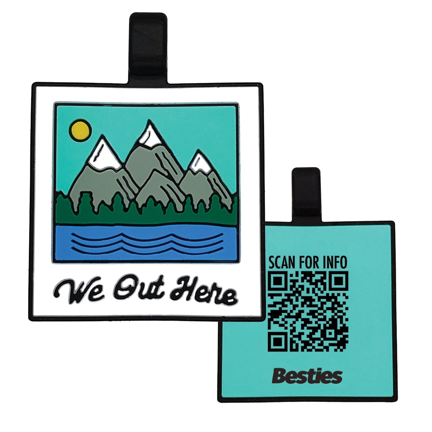 QR Code "We Out Here" Silicone Dog ID Tag