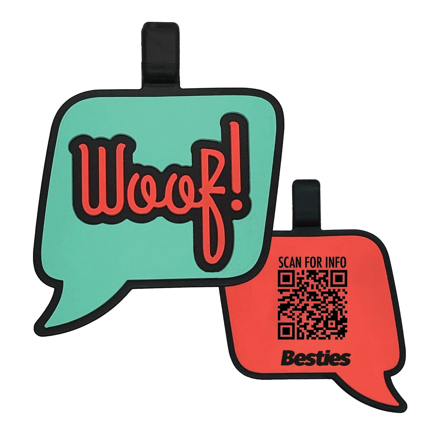 QR Code "Woof!" Silicone Tag